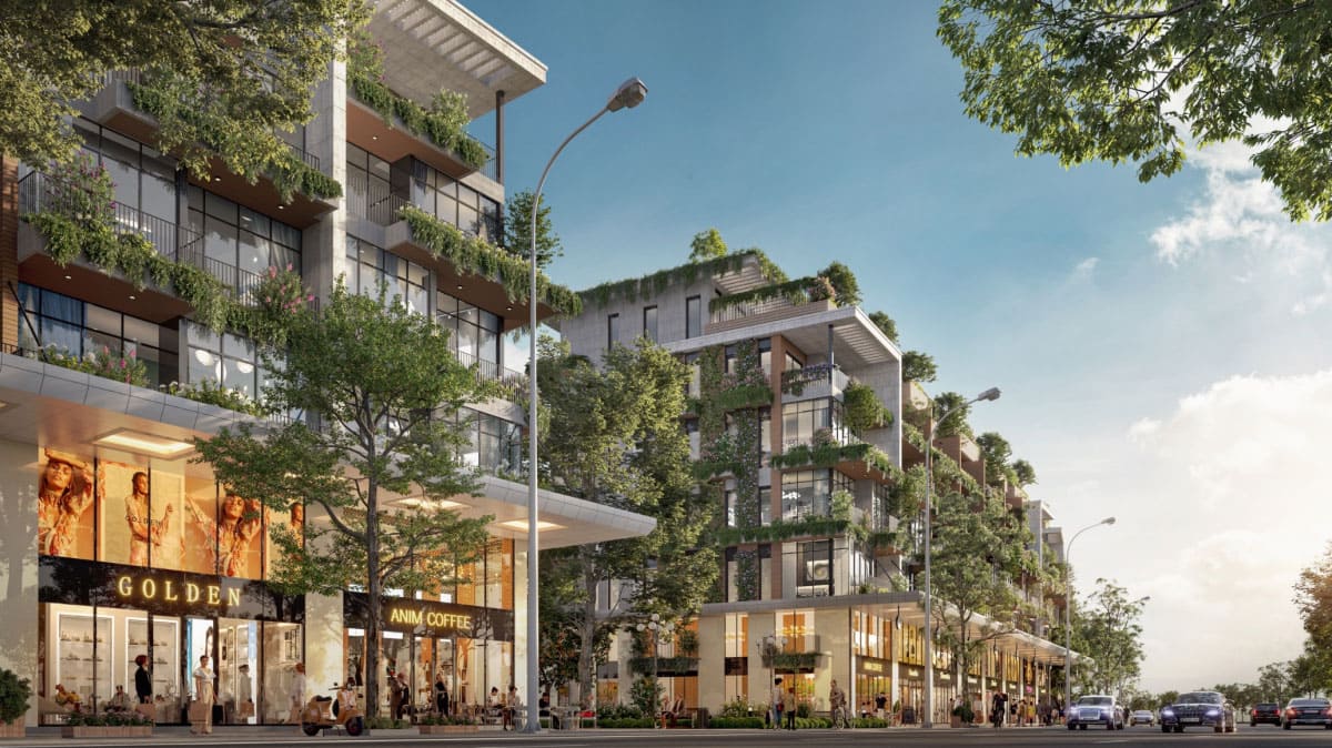 Phối cảnh nhà phố trung tầng tại Eco Central Park.