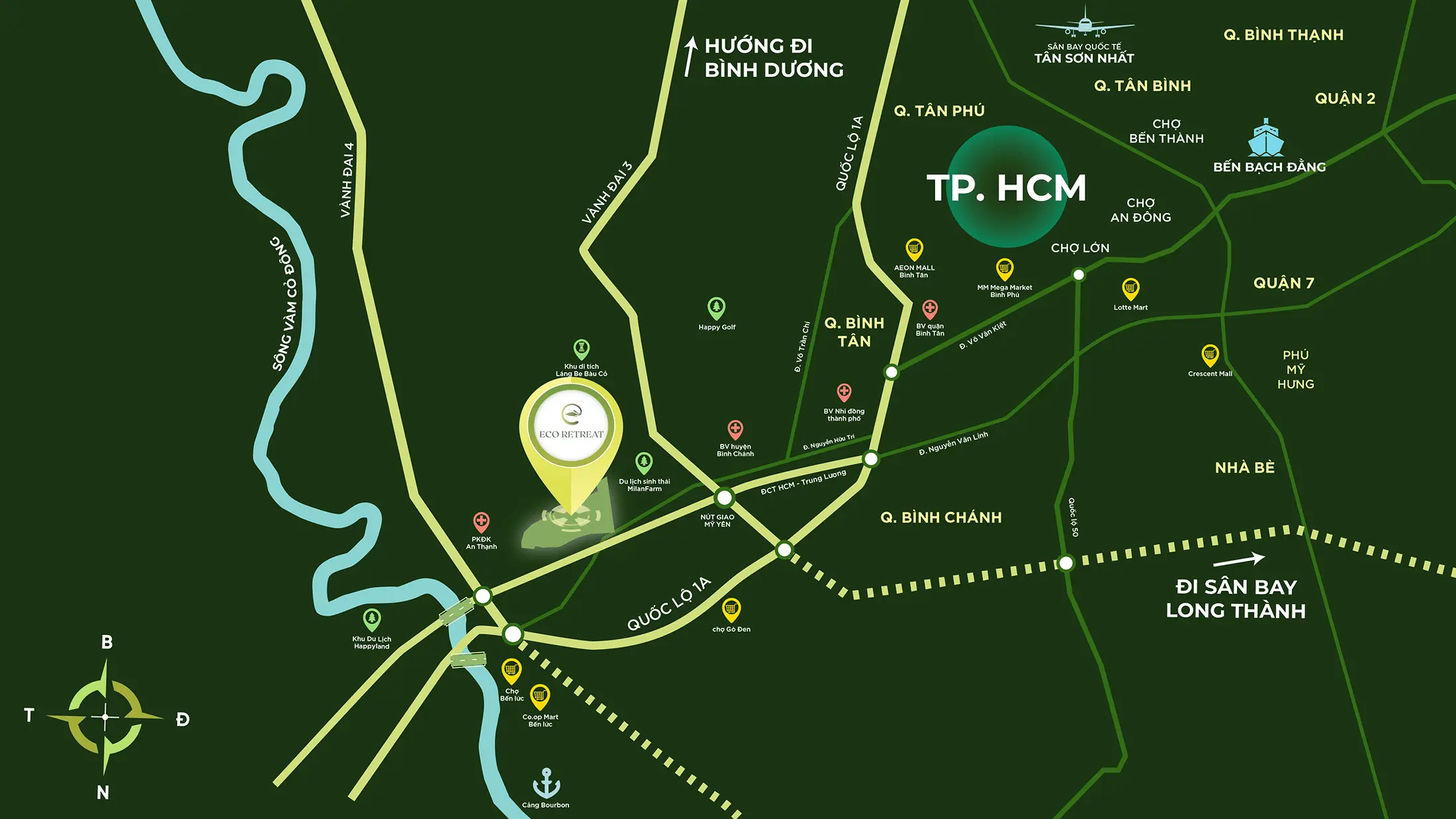 Dự án Eco Retreat sở hữu vị trí đắc địa tại Đường Nguyễn Hữu Trí, Xã Thanh Phú, Huyện Bến Lức, Tỉnh Long An Dự án Retreat Island sở hữu vị trí đắc địa tại Đường Nguyễn Hữu Trí, Xã Thanh Phú, Huyện Bến Lức, Tỉnh Long An