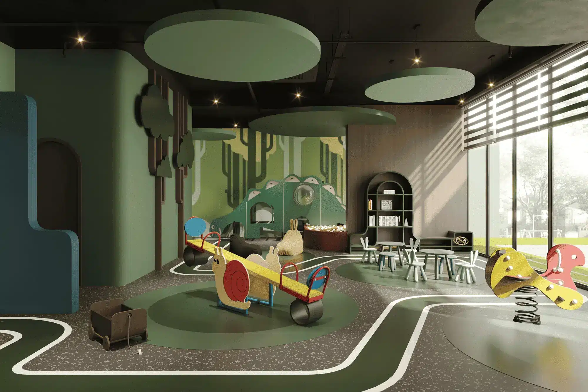 Kids Zone Khu vui chơi trẻ em hiện đại với thiết kế rừng xanh, đồ chơi an toàn, tạo không gian vui chơi lý tưởng cho các bé Kids Zone Khu vui chơi trẻ em hiện đại với thiết kế rừng xanh, đồ chơi an toàn, tạo không gian vui chơi lý tưởng cho các bé