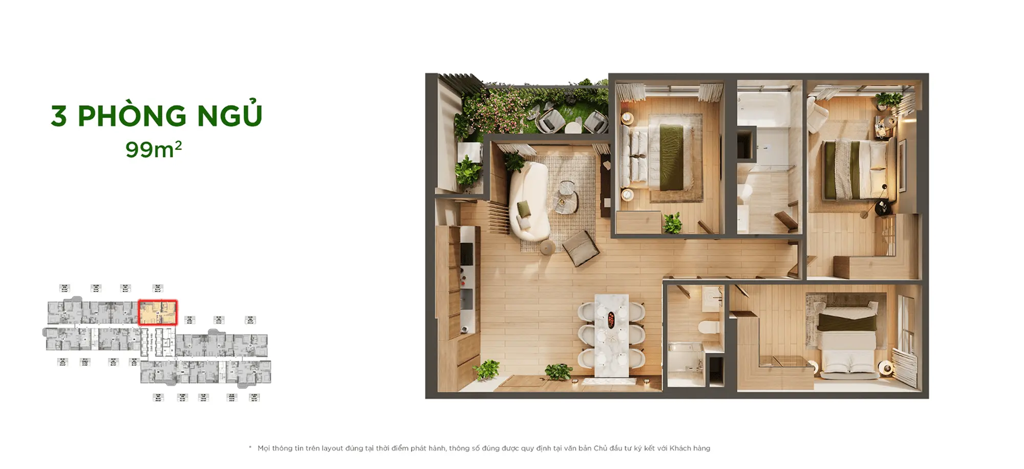 Layout thiết kế căn hộ 3 Phòng Ngủ 99m2 tại Sky Retreat Residences, phân khu Sky Retreat Layout thiết kế căn hộ 3 Phòng Ngủ 99m2 tại Sky Retreat Residences, phân khu Sky Retreat