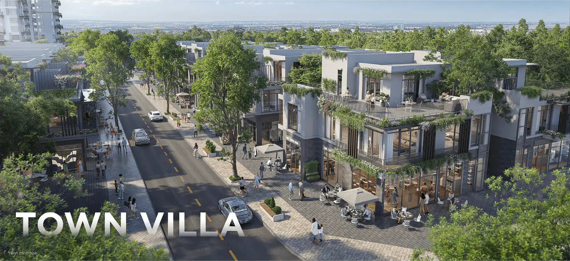 Town Villa 3 tầng Thiết kế hiện đại với không gian thương mại tầng trệt, sống và kinh doanh giữa rừng retreat xanh mướt Town Villa 3 tầng Thiết kế hiện đại với không gian thương mại tầng trệt, sống và kinh doanh giữa rừng retreat xanh mướt