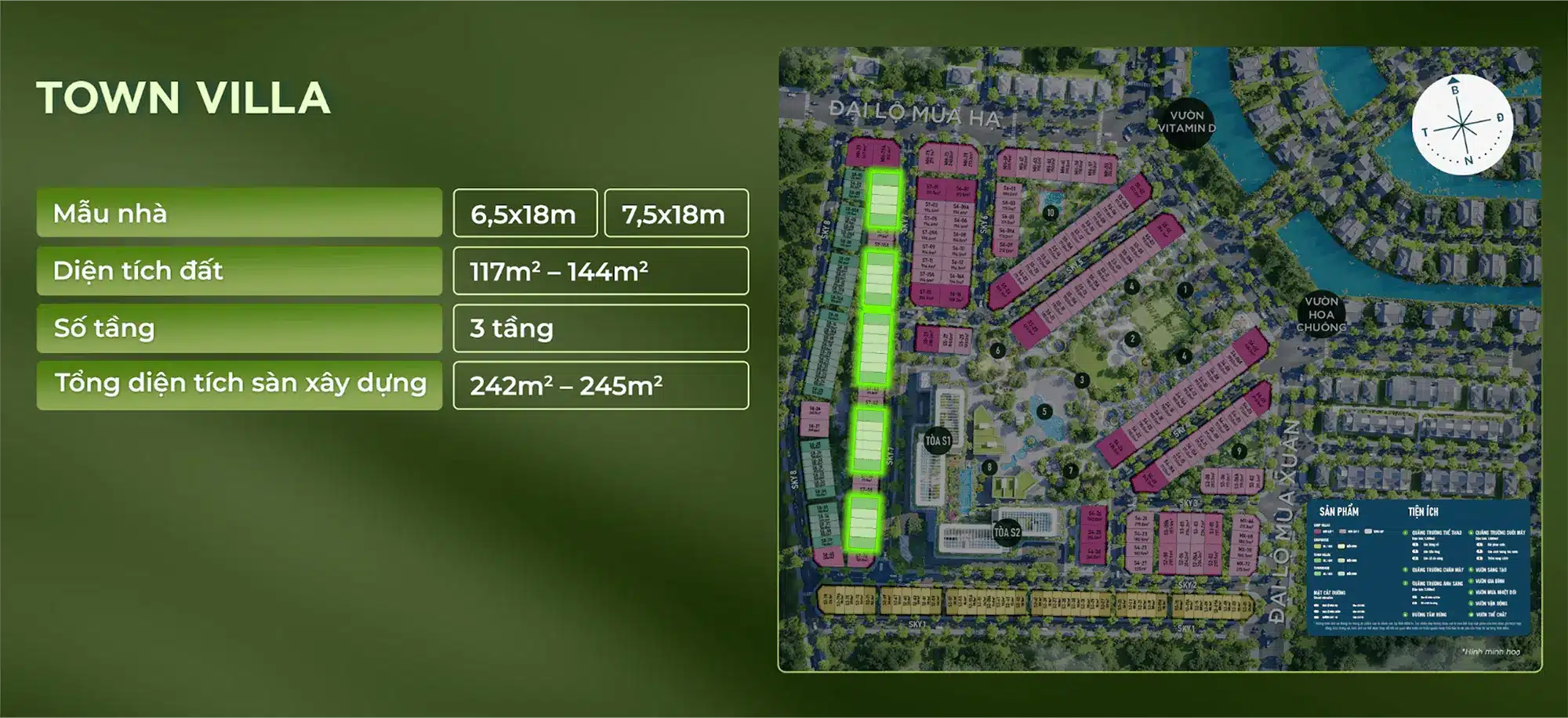 Vị trí sản phẩm Town Villa phân khu Sky Retreat thuộc dự án Eco Retreat Vị trí sản phẩm Town Villa phân khu Sky Retreat thuộc dự án Eco Retreat