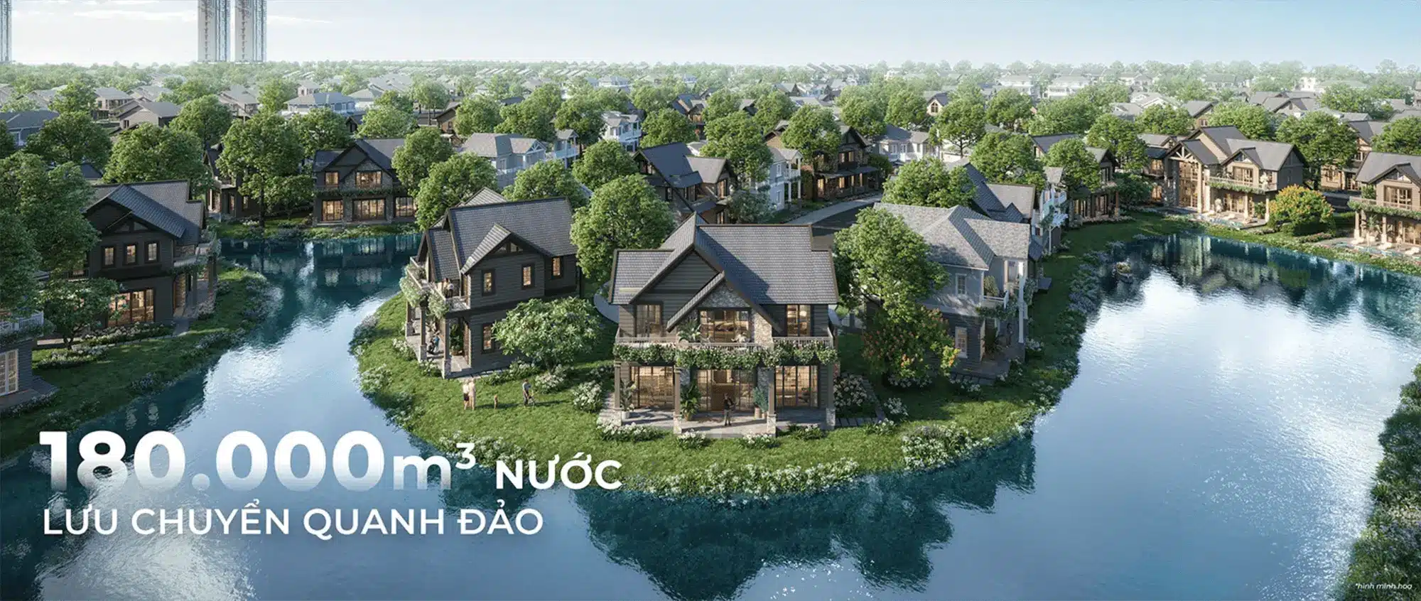 180.000m³ nước lưu chuyển quanh đảo tạo hệ sinh thái sống động, mang lại năng lượng tích cực. 180.000m³ nước lưu chuyển quanh đảo tạo hệ sinh thái sống động, mang lại năng lượng tích cực.