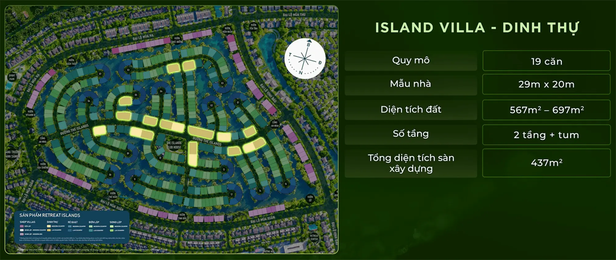 Mặt bằng sản phẩm Dinh Thự tại Retreat Island thuộc khu đô thị Eco Retreat Mặt bằng sản phẩm Dinh Thự tại Retreat Island thuộc khu đô thị Eco Retreat
