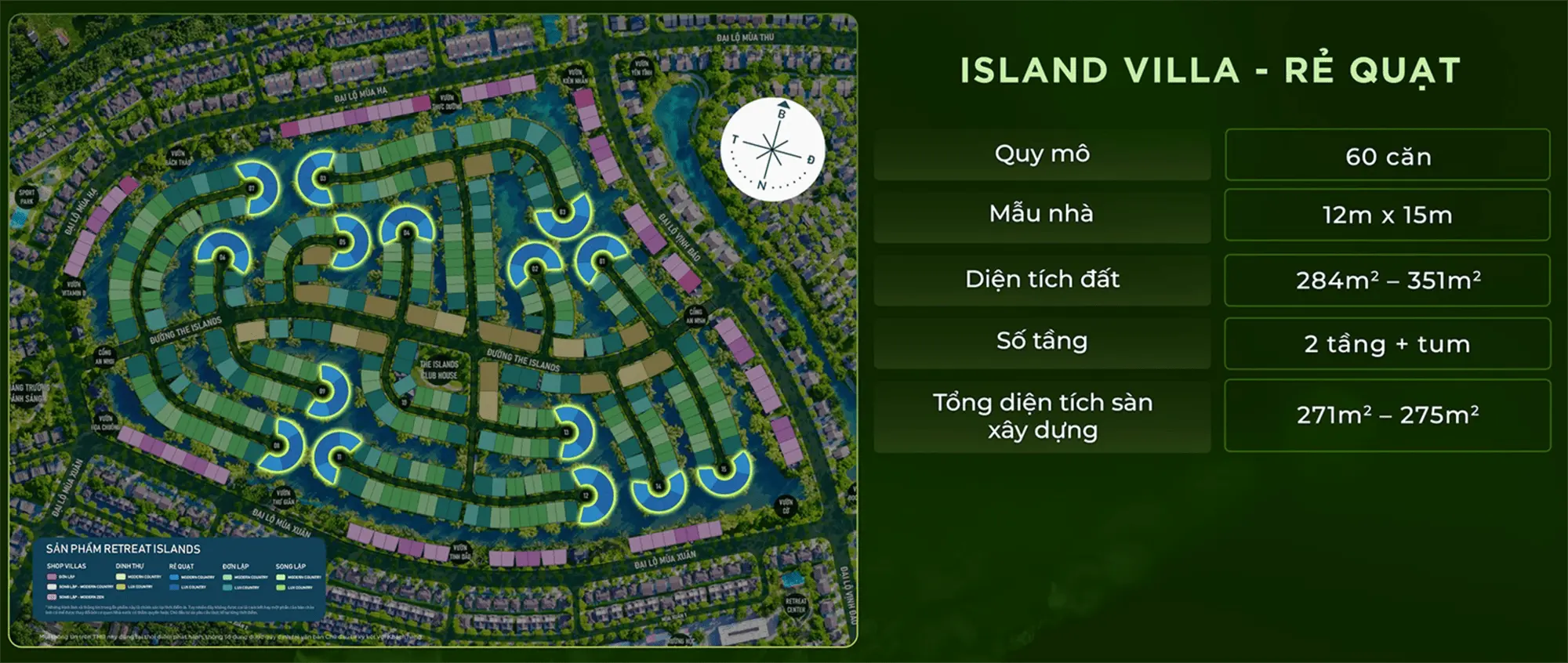 Mặt bằng sản phẩm Island Villa – Rẻ Quạt tại Retreat Island thuộc khu đô thị Eco Retreat Mặt bằng sản phẩm Island Villa - Rẻ Quạt tại Retreat Island thuộc khu đô thị Eco Retreat