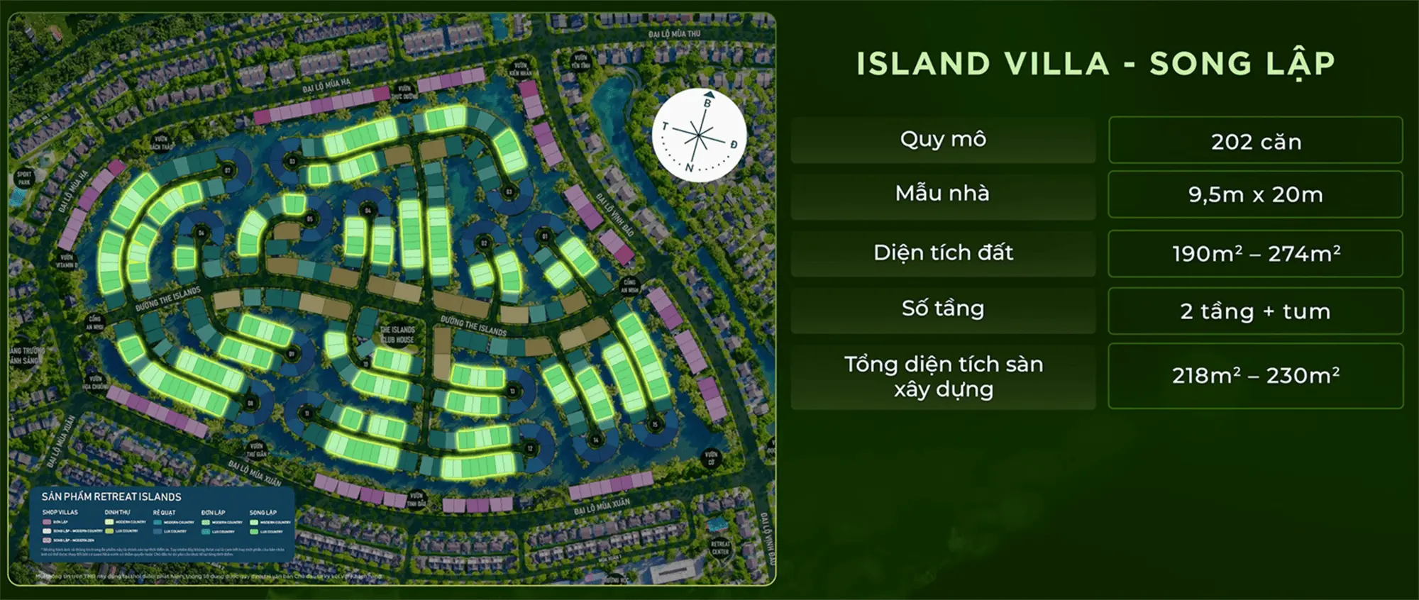 Mặt bằng sản phẩm Island Villa Song Lập tại Retreat Island thuộc khu đô thị Eco Retreat Mặt bằng sản phẩm Island Villa Song Lập tại Retreat Island thuộc khu đô thị Eco Retreat